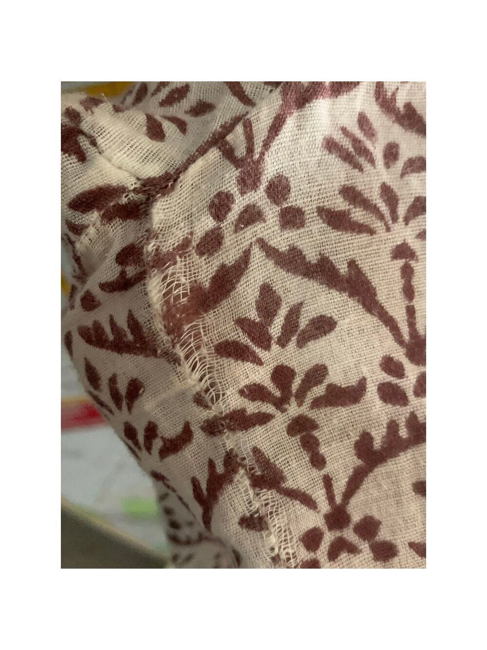 FIGUE 3/4 Sleeve Brown Leaf and Orange Beaded tunic top flaw large - Picture 11 of 15